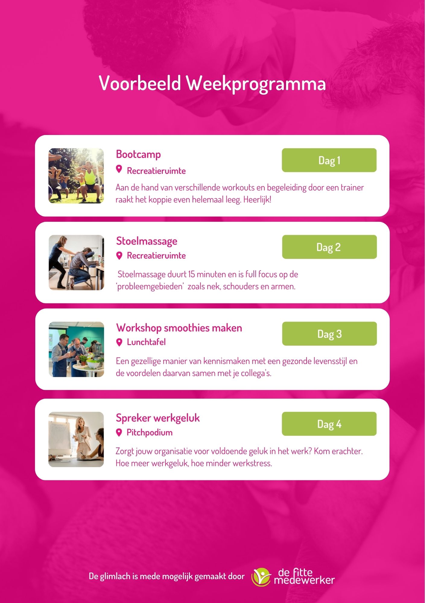 Voorbeeld weekprogramma Voorbeeld weekprogramma